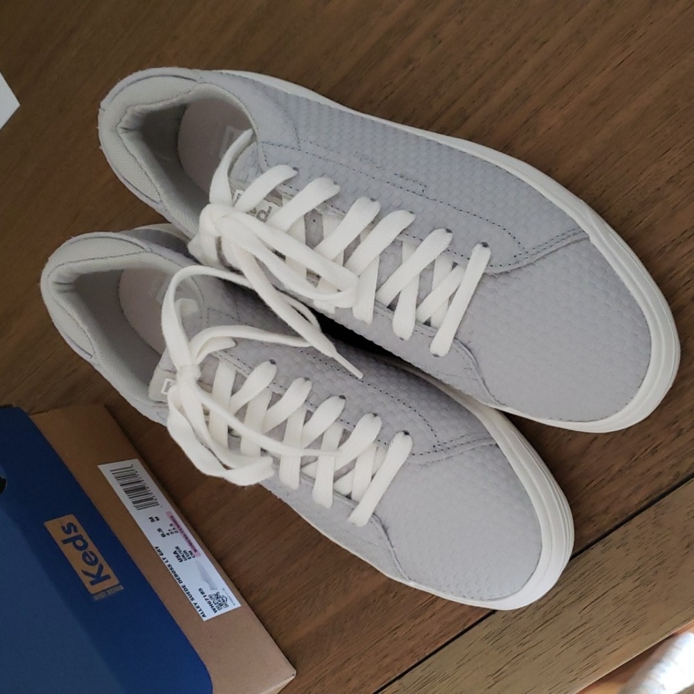 NEW Keds - Light Gray Alley Suede Deboss Sneakers - Size 6.5M